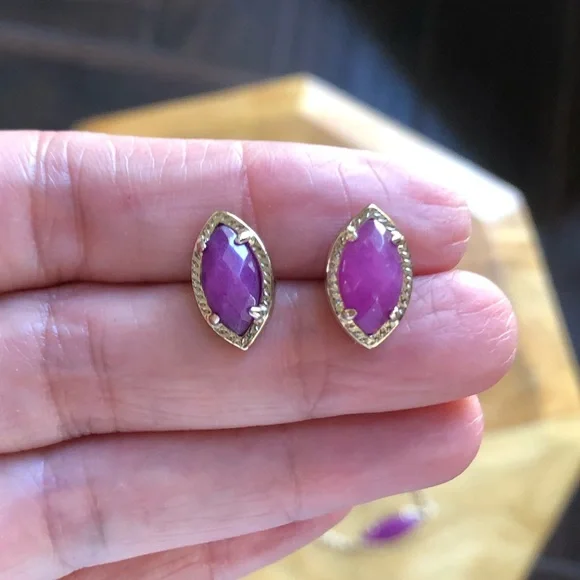 Kendra Scott Tory Necklace & Earrings Set! Purple Jade Gold - Picture 2 of 5